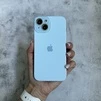 Чохол з силікону і покриттям Soft Touch мікрофібра для iPhone 15 Mist Blue - 1