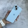 Чохол з силікону і покриттям Soft Touch мікрофібра для iPhone 15 Mist Blue - 2