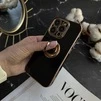 Чохол глянцевий силікон з кільцем тримачем для iPhone 12 Pro Black - 3