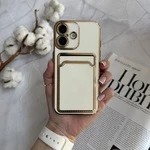 Глянцевий силіконовий чохол з захистом камери і карманом для карт для iPhone 16 White