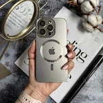 Чохол скляний з матовим обідком і магнітом Titanium Lux MagSafe для iPhone 11 Silver