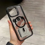 Чохол з металевою підставкою і скляний захист для обʼєктива з MagSafe для iPhone 12 , iPhone 12 Pro Black