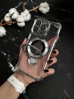 Чохол силіконовий ударостійкий з Magsafe і підставкою для iPhone 16 Pro Silver