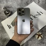 Чохол скляний з хромованим обідком Titanium Case для iPhone 13 Silver