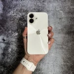 Чохол імітація скла Laser Disco case 3D logo для iPhone 16 White