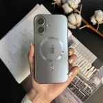 Чохол скляний з матовим обідком і магнітом Titanium Lux MagSafe для iPhone 16 Silver