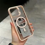 Чохол з металевою підставкою і скляний захист для обʼєктива з MagSafe для iPhone 16 Pro Max Pink