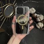 Чохол силіконовий з блискітками MagSafe для iPhone 15 Pro Max Gold