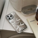 Чохол дзеркальний силіконовий з бантом Bow Case для iPhone 14 Plus, iPhone 15 Plus Silver