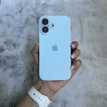 Чохол з силікону і покриттям Soft Touch мікрофібра для iPhone 16 Mist Blue