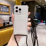 Чохол силіконовий ударостійкий з карманом і шнурком через плече для iPhone 12 Pro Max Прозорий