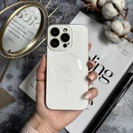 Чохол скляний з матовим обідком і магнітом Titanium Lux MagSafe для iPhone 13 White