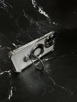 Чохол силіконовий ударостійкий з Magsafe і підставкою для iPhone 15 Silver