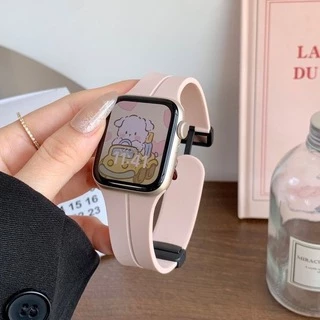 Силіконовий ремінець з магнітною застібкою для Apple Watch 42|44|45|46|49mm Pink Sand