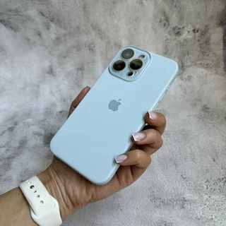 Чохол з силікону і покриттям Soft Touch мікрофібра для iPhone 15 Pro Mist Blue