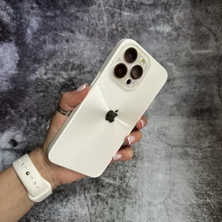Чохол імітація скла Laser Disco case 3D logo для iPhone 14 Pro Max White