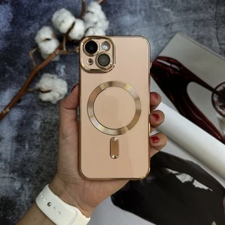 Чохол глянцевий силікон з Magsafe для iPhone 15 Pink Sand