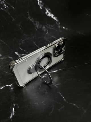 Чохол силіконовий ударостійкий з Magsafe і підставкою для iPhone 13 Pro Silver