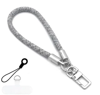 Плетений шнурок на руку для телефона з карабіном Icarer Silver