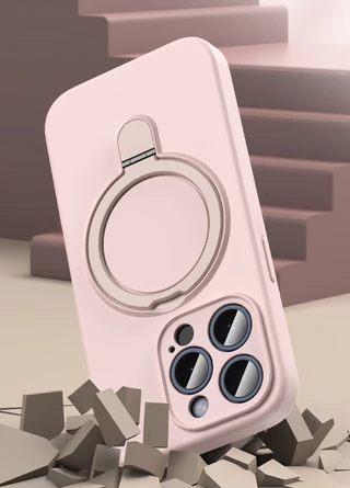 Силіконовий чохол з MagSafe та підставкою для iPhone 14 Pink Sand