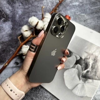 Чохол скляний з матовим обідком Titanium Lux Case для iPhone 14 Pro Silver