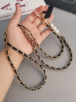 Кросбаді ланцюжок для iPhone з перлинами — ремінець через плече для Apple Black