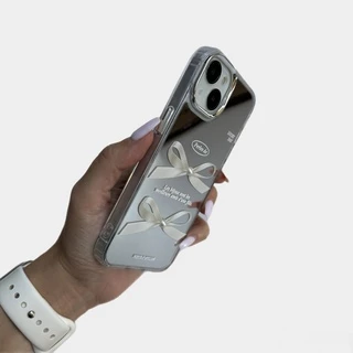 Чохол дзеркальний силіконовий з бантом Bow Case для iPhone 15 Silver