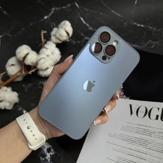 Чохол скляний матовий з захистом камери Matte AG-Glass для iPhone 14 Pro Max Sea Blue