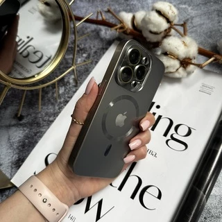 Чохол скляний з матовим обідком і магнітом Titanium Lux MagSafe для iPhone 16 Pro Max Silver