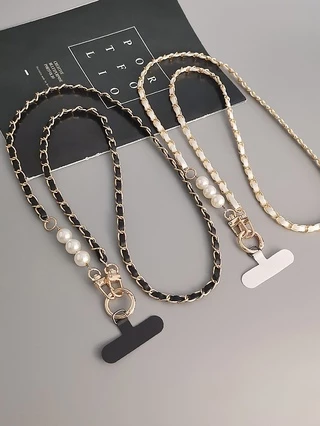 Кросбаді ланцюжок для iPhone з перлинами — ремінець через плече для Apple White