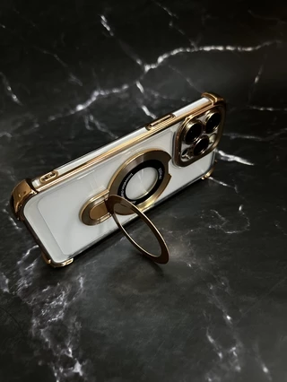 Чохол силіконовий ударостійкий з Magsafe і підставкою для iPhone 14 Pro Max Gold