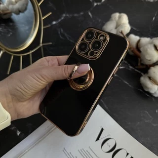 Чохол глянцевий силікон з кільцем тримачем для iPhone 12 Pro Black