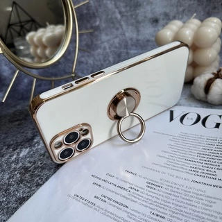 Чохол глянцевий силікон з кільцем тримачем для iPhone 13 Pro White