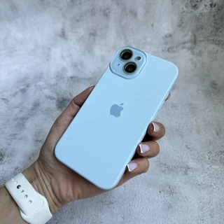 Чохол з силікону і покриттям Soft Touch мікрофібра для iPhone 15 Mist Blue