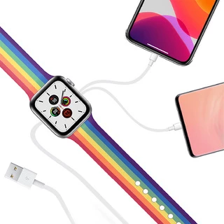 Зарядний Кабель для Apple Watch та iPhone Magnetic with Lightning Charging Cable 2 в 1 для Apple White
