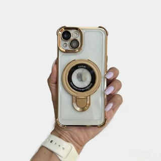 Чохол силіконовий ударостійкий з Magsafe і підставкою для iPhone 15 Gold