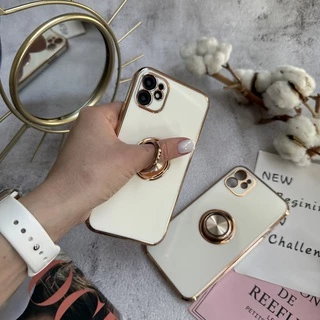 Чохол глянцевий силікон з кільцем тримачем для iPhone 11 White