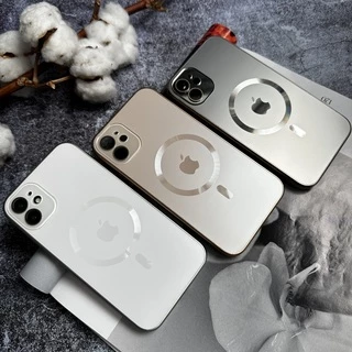 Чохол скляний з матовим обідком і магнітом Titanium Lux MagSafe для iPhone 15 White