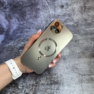 Чохол скляний з матовим обідком і магнітом Titanium Lux MagSafe для iPhone 15 Plus Silver