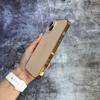 Чохол скляний з хромованим обідком Titanium Case для iPhone 15 Gold