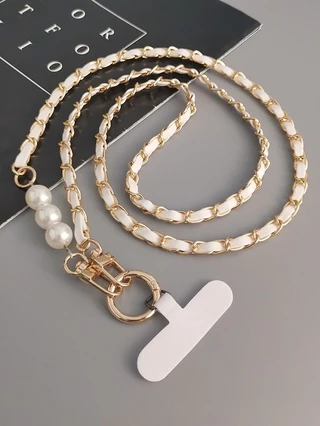 Кросбаді ланцюжок для iPhone з перлинами — ремінець через плече для Apple White