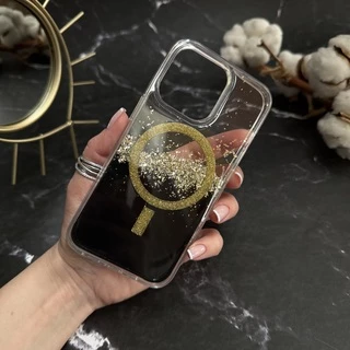 Чохол силіконовий з блискітками MagSafe для iPhone 12 Pro Max Gold