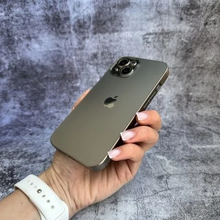 Чохол скляний з матовим обідком Titanium Lux Case для iPhone 15 Silver