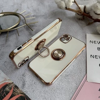 Чохол глянцевий силікон з кільцем тримачем для iPhone 11 White