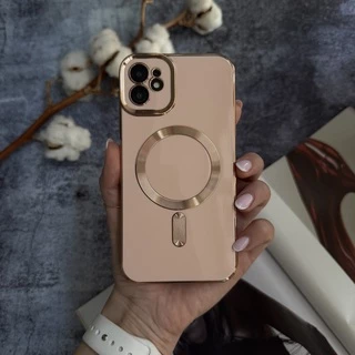 Чохол глянцевий силікон з Magsafe для iPhone 12 Pink Sand