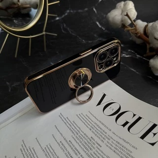 Чохол глянцевий силікон з кільцем тримачем для iPhone 13 Pro Black