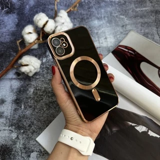 Чохол глянцевий силікон з Magsafe для iPhone 12 Black