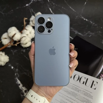 Чохол скляний матовий з захистом камери Matte AG-Glass для iPhone 13 Pro Max Sea Blue