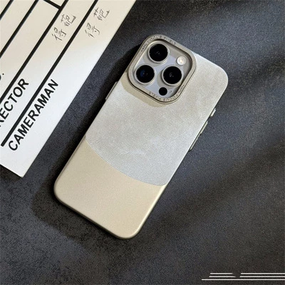 Чохол з текстилю з структурою під джинс Denim case для iPhone 15 Pro Silver