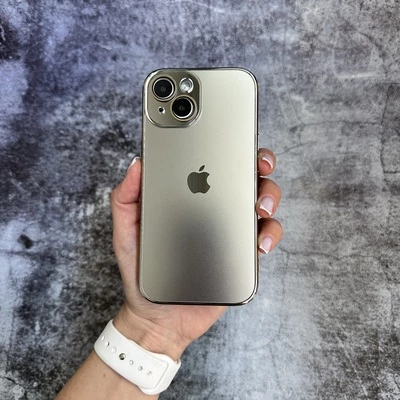 Чохол скляний з хромованим обідком Titanium Case для iPhone 15 Silver
